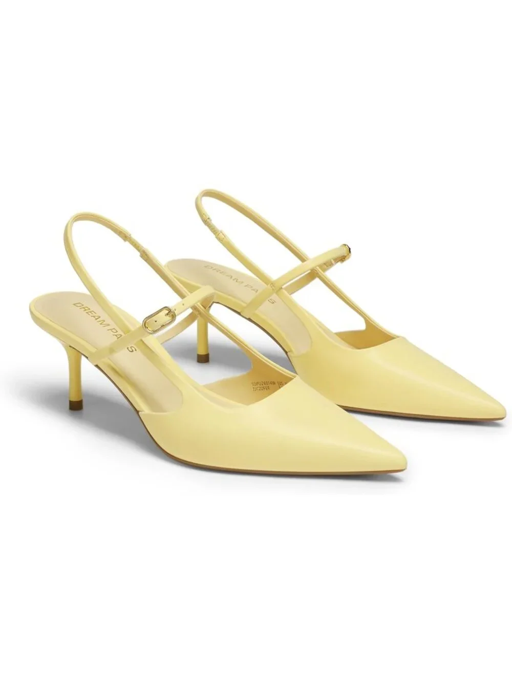 DREAM PAIRS Women's Yellow Kitten Slingback Pointed Closed Toe Heels Shoes